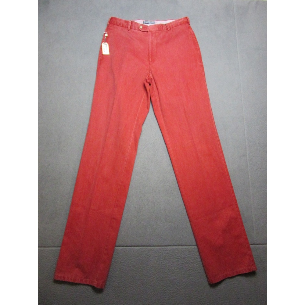 Peter Millar Pants Mens 32 Red New Raleigh Washed Flat Front Chino mc00b84-srd